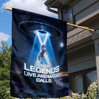 Scotland Kelpies And Unicorn UFO Garden Flag Sci-Fi Alien Abduction And Magic Legends