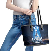 Scotland Kelpies And Unicorn UFO Leather Tote Bag Sci-Fi Alien Abduction And Magic Legends