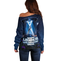 Scotland Kelpies And Unicorn UFO Off Shoulder Sweater Sci-Fi Alien Abduction And Magic Legends