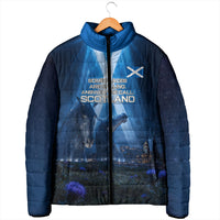 Scotland Kelpies And Unicorn UFO Padded Jacket Sci-Fi Alien Abduction And Magic Legends