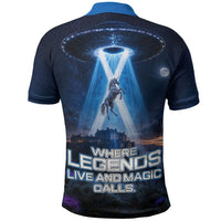 Scotland Kelpies And Unicorn UFO Polo Shirt Sci-Fi Alien Abduction And Magic Legends