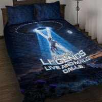 Scotland Kelpies And Unicorn UFO Quilt Bed Set Sci-Fi Alien Abduction And Magic Legends