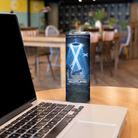 Scotland Kelpies And Unicorn UFO Skinny Tumbler Sci-Fi Alien Abduction And Magic Legends