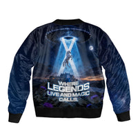 Scotland Kelpies And Unicorn UFO Sleeve Zip Bomber Jacket Sci-Fi Alien Abduction And Magic Legends