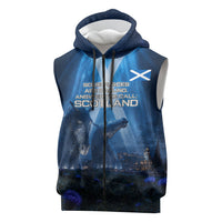 Scotland Kelpies And Unicorn UFO Sleeveless Zip Hoodie Sci-Fi Alien Abduction And Magic Legends