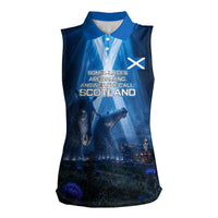 Scotland Kelpies And Unicorn UFO Women Sleeveless Polo Shirt Sci-Fi Alien Abduction And Magic Legends