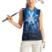 Scotland Kelpies And Unicorn UFO Women Sleeveless Polo Shirt Sci-Fi Alien Abduction And Magic Legends