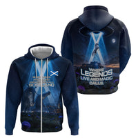 Scotland Kelpies And Unicorn UFO Zip Hoodie Sci-Fi Alien Abduction And Magic Legends