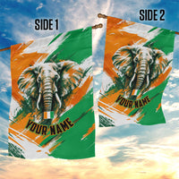 Personalized Ivory Coast Football Garden Flag Elephant Football Splatter Art