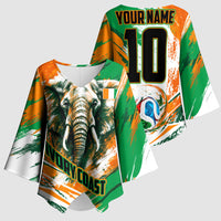 Personalized Ivory Coast Football Kimono Sleeve Blouse Elephant Football Splatter Art
