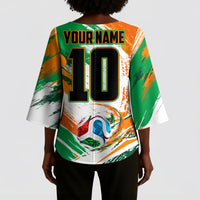 Personalized Ivory Coast Football Kimono Sleeve Blouse Elephant Football Splatter Art