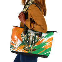 Personalized Ivory Coast Football Leather Tote Bag Elephant Football Splatter Art