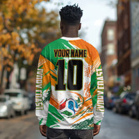 Personalized Ivory Coast Football Long Sleeve Shirt Elephant Football Splatter Art