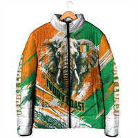 Personalized Ivory Coast Football Padded Jacket Elephant Football Splatter Art