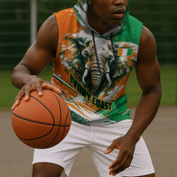 Personalized Ivory Coast Football Sleeveless Hoodie Elephant Football Splatter Art