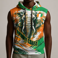 Personalized Ivory Coast Football Sleeveless Hoodie Elephant Football Splatter Art