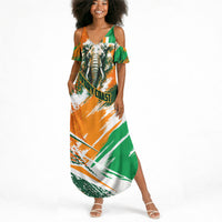 Personalized Ivory Coast Football Summer Maxi Dress Elephant Football Splatter Art