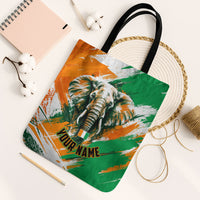 Personalized Ivory Coast Football Tote Bag Elephant Football Splatter Art
