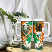 Personalized Ivory Coast Football Tumbler With Handle Elephant Football Splatter Art