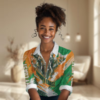 Personalized Ivory Coast Football Women Casual Shirt Elephant Football Splatter Art