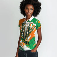 Personalized Ivory Coast Football Women Polo Shirt Elephant Football Splatter Art
