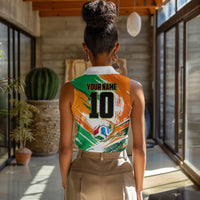 Personalized Ivory Coast Football Women Sleeveless Polo Shirt Elephant Football Splatter Art