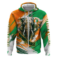 Personalized Ivory Coast Football Zip Hoodie Elephant Football Splatter Art