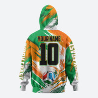 Personalized Ivory Coast Football Zip Hoodie Elephant Football Splatter Art