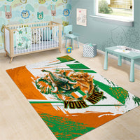 Personalized Ivory Coast Football Area Rug African Elephant Trophy