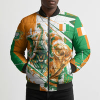 Personalized Ivory Coast Football Bomber Puffer Jacket African Elephant Trophy