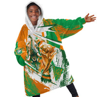 Personalized Ivory Coast Football Kid Wearable Blanket Hoodie African Elephant Trophy