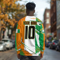 Personalized Ivory Coast Football Long Sleeve Shirt African Elephant Trophy