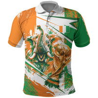Personalized Ivory Coast Football Polo Shirt African Elephant Trophy