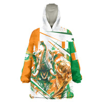 Personalized Ivory Coast Football Wearable Blanket Hoodie African Elephant Trophy