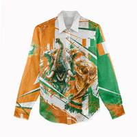 Personalized Ivory Coast Football Women Casual Shirt African Elephant Trophy