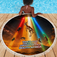 South Africa Safari UFO Beach Blanket African Wildlife Sci-Fi Galaxy Space And Mandela