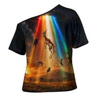 South Africa Safari UFO Cross Shoulder Shirt African Wildlife Sci-Fi Galaxy Space And Mandela