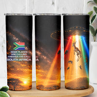 South Africa Safari UFO Skinny Tumbler African Wildlife Sci-Fi Galaxy Space And Mandela