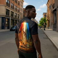 South Africa Safari UFO Zipper Polo Shirt African Wildlife Sci-Fi Galaxy Space And Mandela