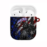 Personalized America New York Statue Of Liberty AirPods Case Dark Grunge American Flag Graffiti Street Art