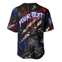 Personalized America New York Statue Of Liberty Baseball Jersey Dark Grunge American Flag Graffiti Street Art