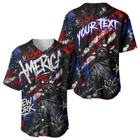 Personalized America New York Statue Of Liberty Baseball Jersey Dark Grunge American Flag Graffiti Street Art
