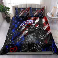 Personalized America New York Statue Of Liberty Bedding Set Dark Grunge American Flag Graffiti Street Art