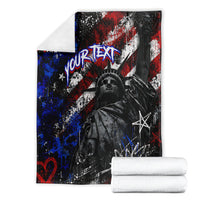 Personalized America New York Statue Of Liberty Blanket Dark Grunge American Flag Graffiti Street Art