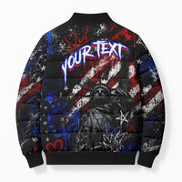 Personalized America New York Statue Of Liberty Bomber Puffer Jacket Dark Grunge American Flag Graffiti Street Art