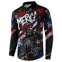 Personalized America New York Statue Of Liberty Button Sweatshirt Dark Grunge American Flag Graffiti Street Art