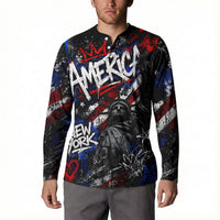 Personalized America New York Statue Of Liberty Button Sweatshirt Dark Grunge American Flag Graffiti Street Art