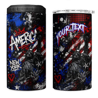 Personalized America New York Statue Of Liberty 4 in 1 Can Cooler Tumbler Dark Grunge American Flag Graffiti Street Art