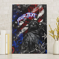 Personalized America New York Statue Of Liberty Canvas Wall Art Dark Grunge American Flag Graffiti Street Art