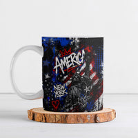 Personalized America New York Statue Of Liberty Ceramic Mug Dark Grunge American Flag Graffiti Street Art